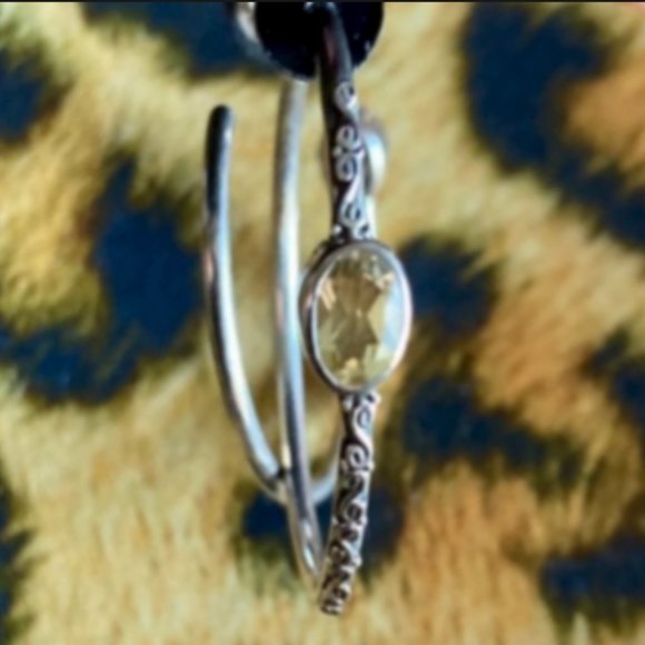 Samuel B Sterling Silver Scrollwork Citrine 47mm Hoop Earrings - Picture 4 of 4